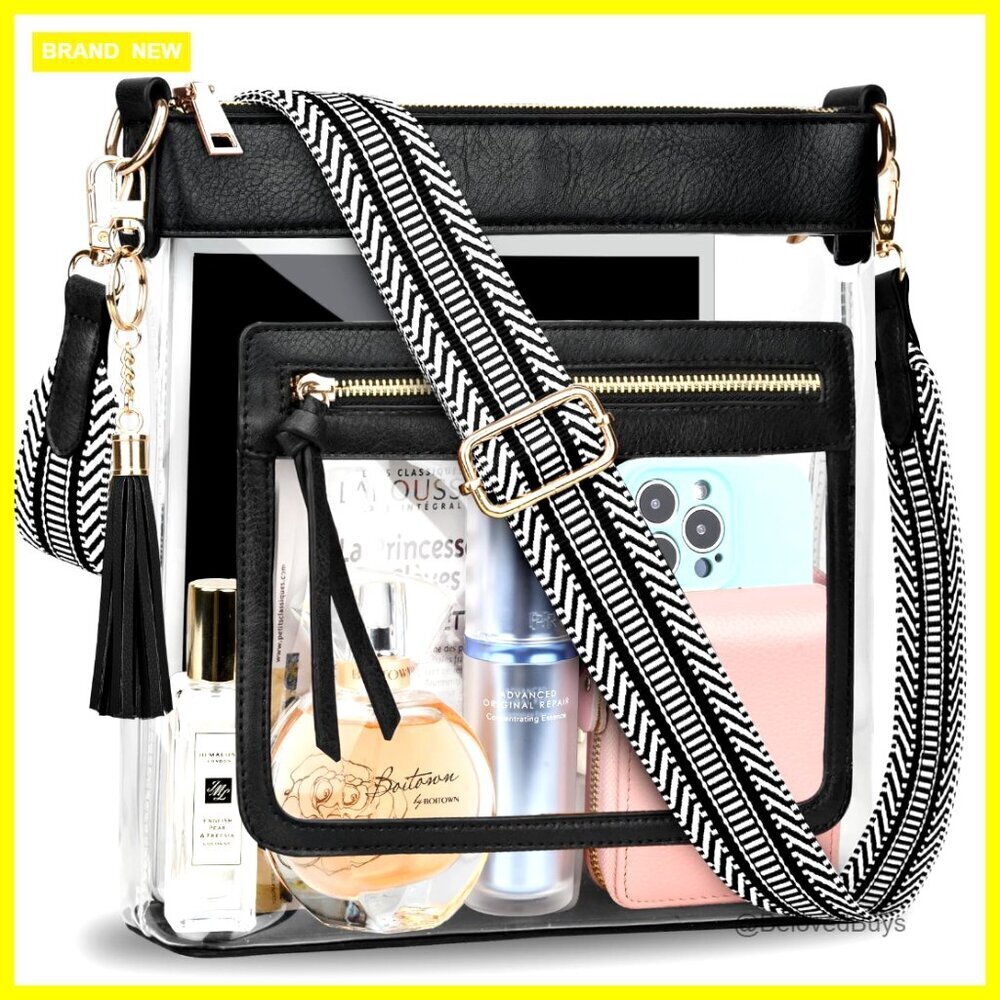 Clear Stadium Crossbody Bag - Waterproof PVC - Adjustable Strap - Event Approved